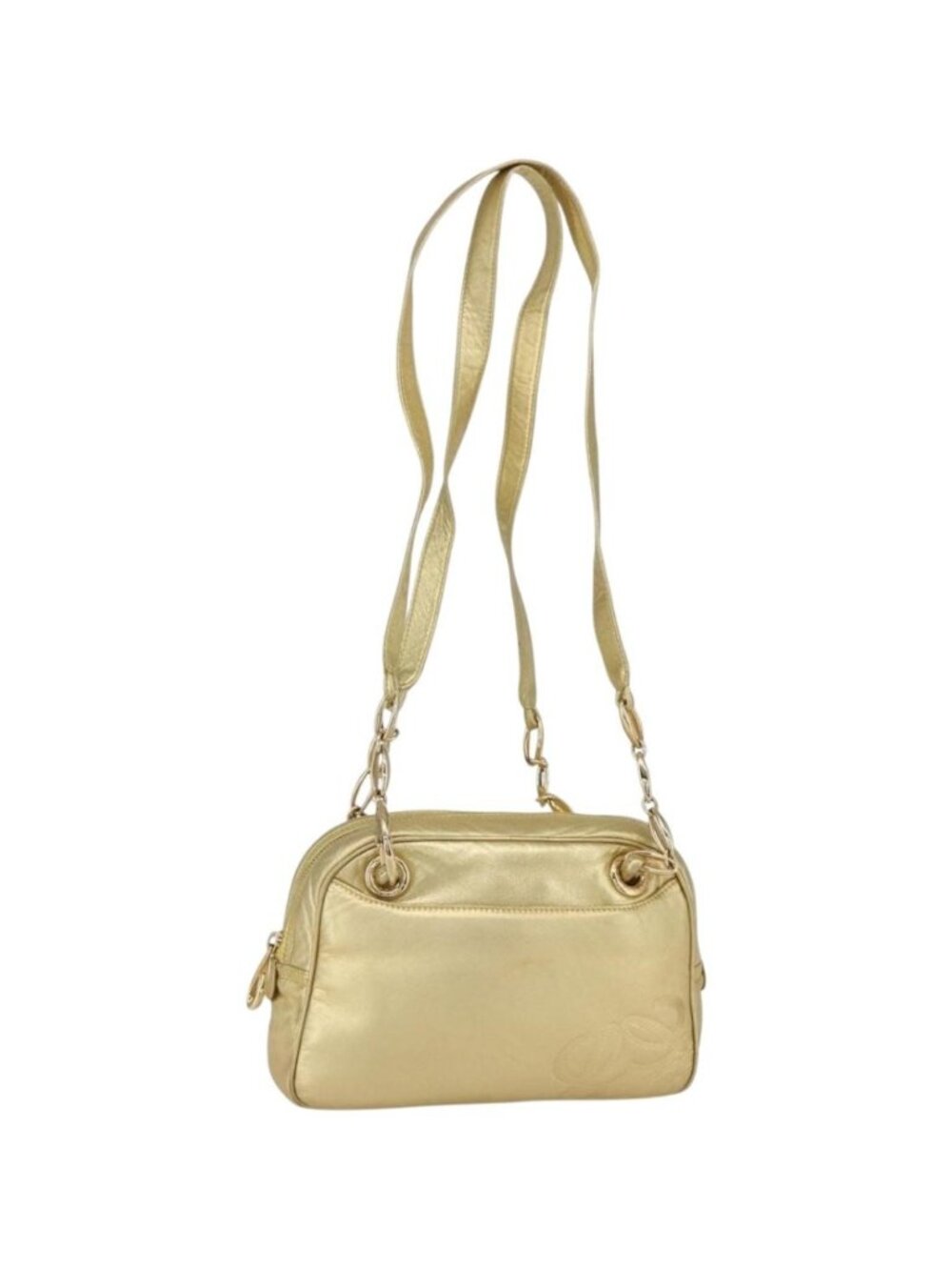 LOEWE Anagram Shoulder Bag Leather Gold